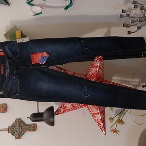 YMI wanna betta butt dark wash skinny jeans with slits on knees